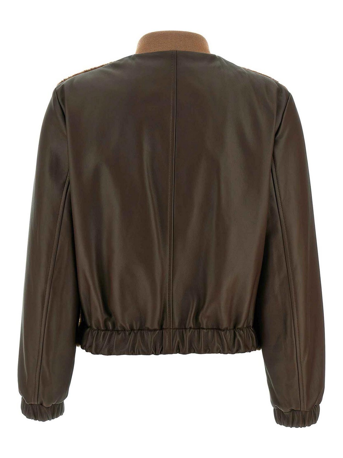 Fabiana Filippi Bomber Jacket With Faux Fur Front In Brown