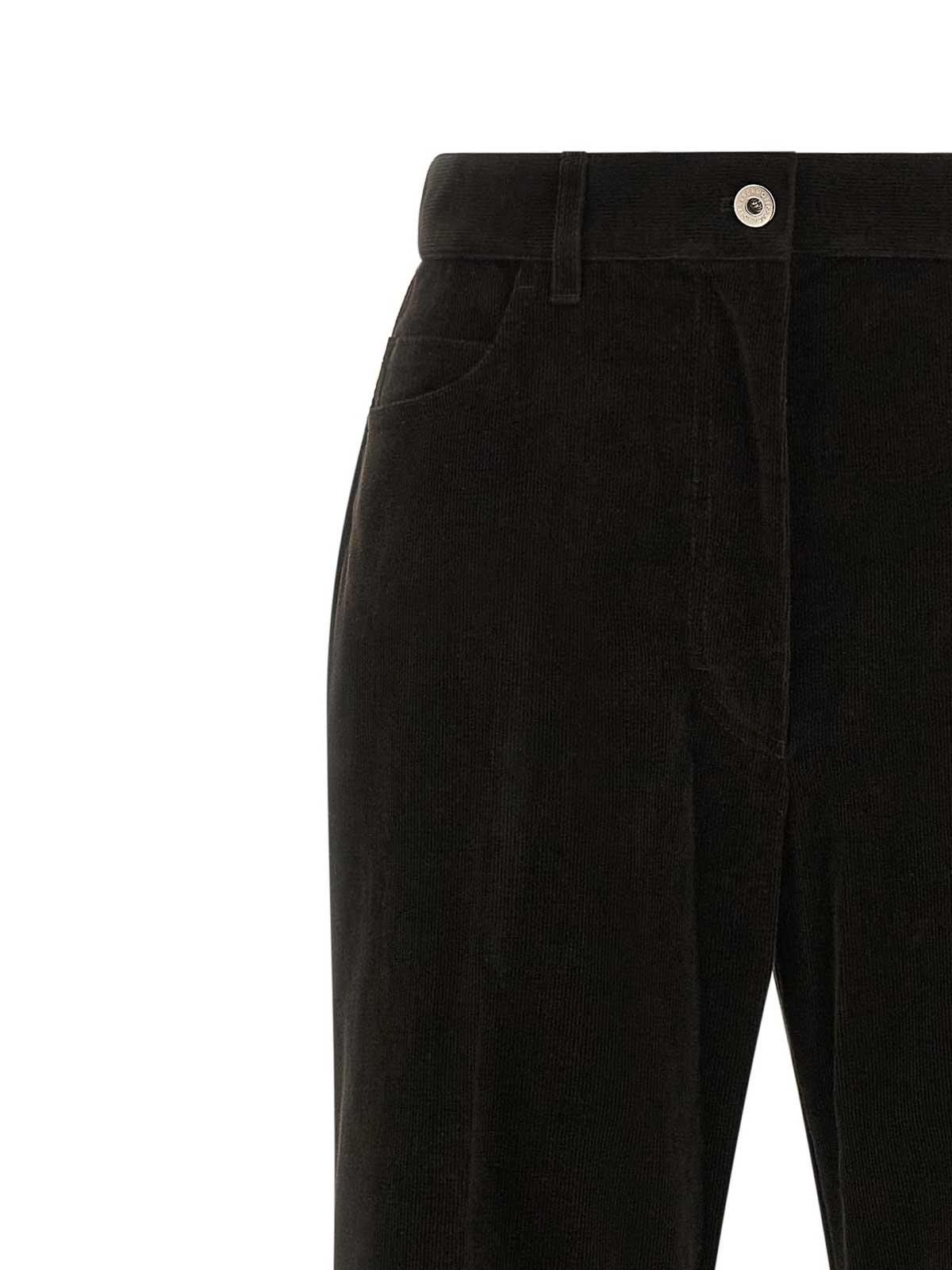 Ferragamo Striped Flared Velvet Trousers In Brown