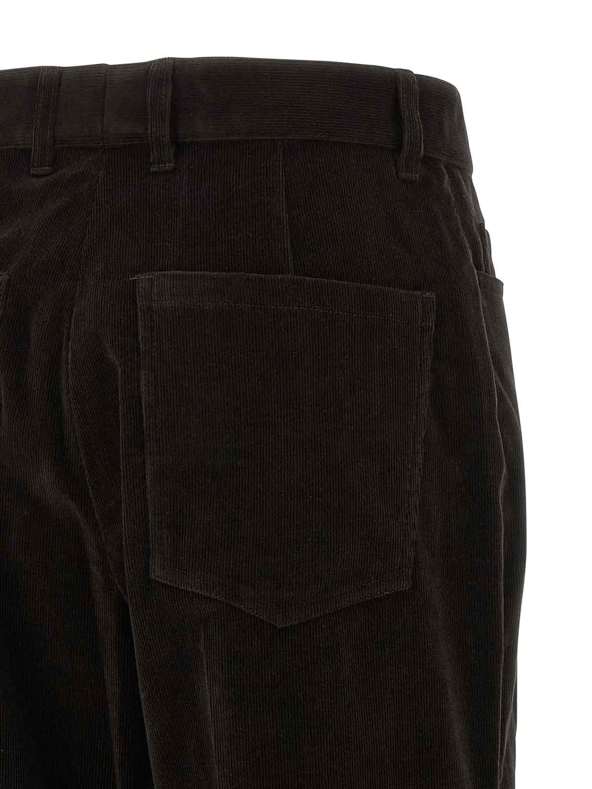 Ferragamo Striped Flared Velvet Trousers In Brown