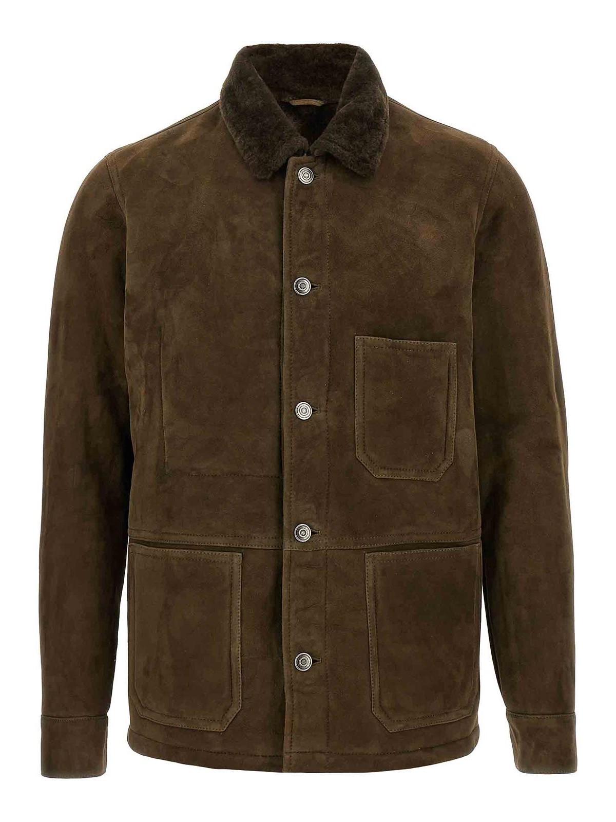 Giorgio Brato Shearling-collar Suede Jacket In Green