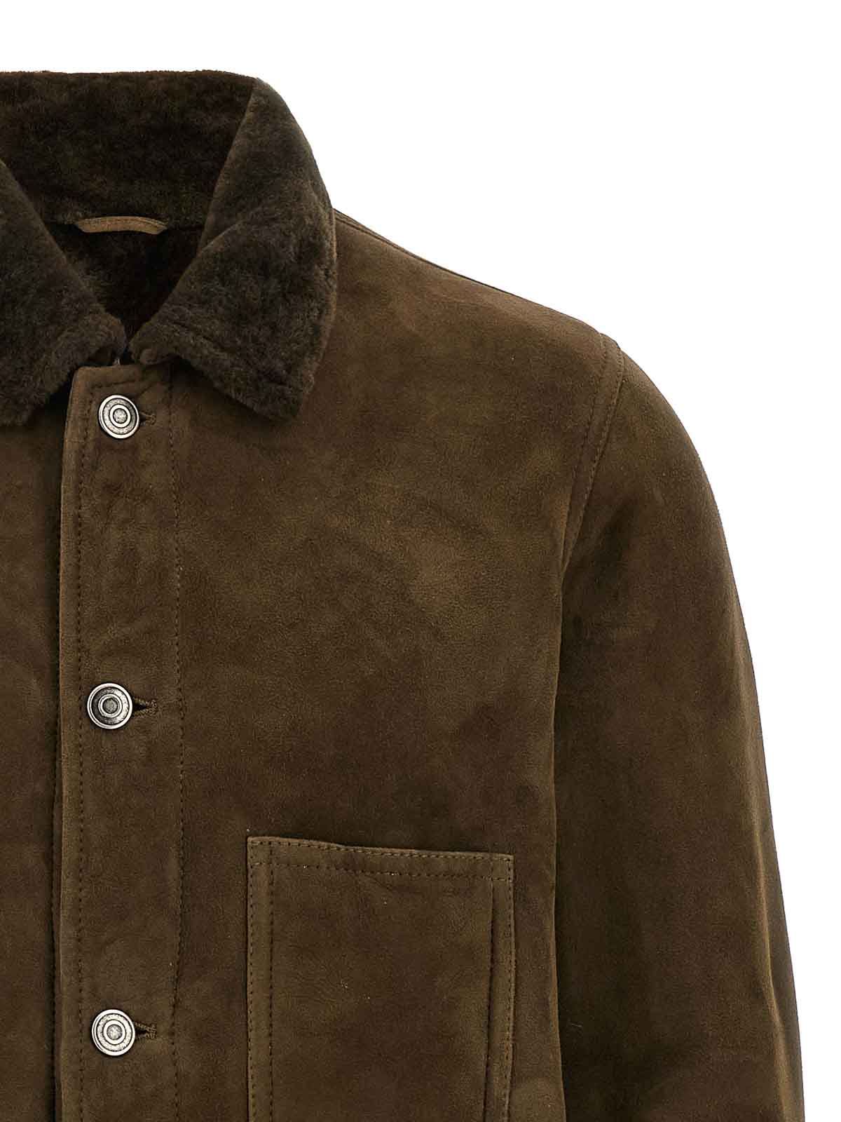 Giorgio Brato Shearling-collar Suede Jacket In Green