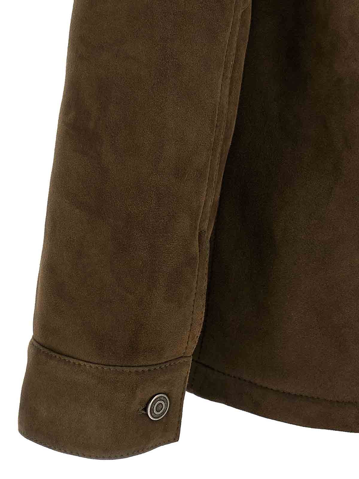 Giorgio Brato Shearling-collar Suede Jacket In Green