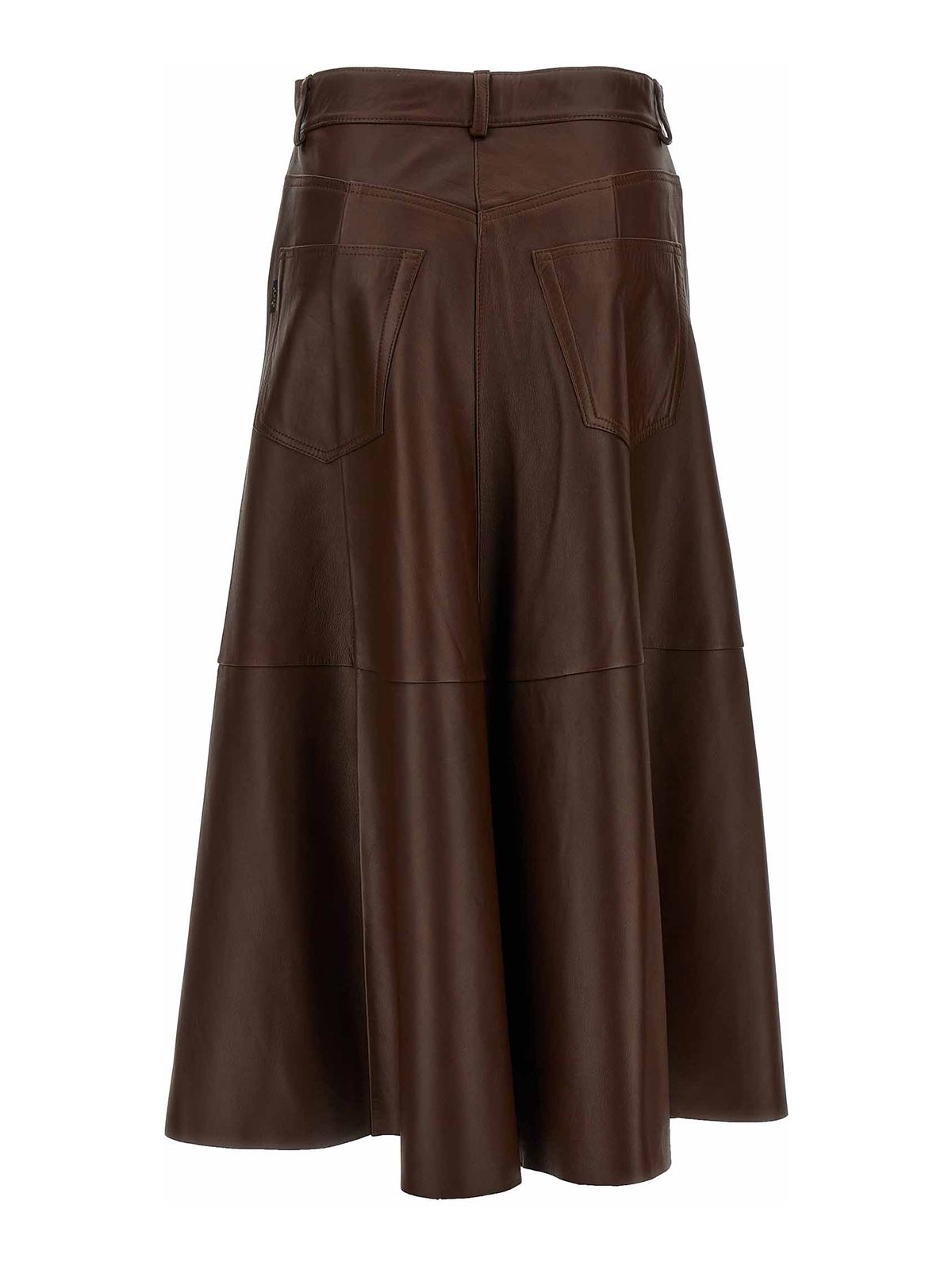 Haikure Serenity Leather Midi Skirt In Brown