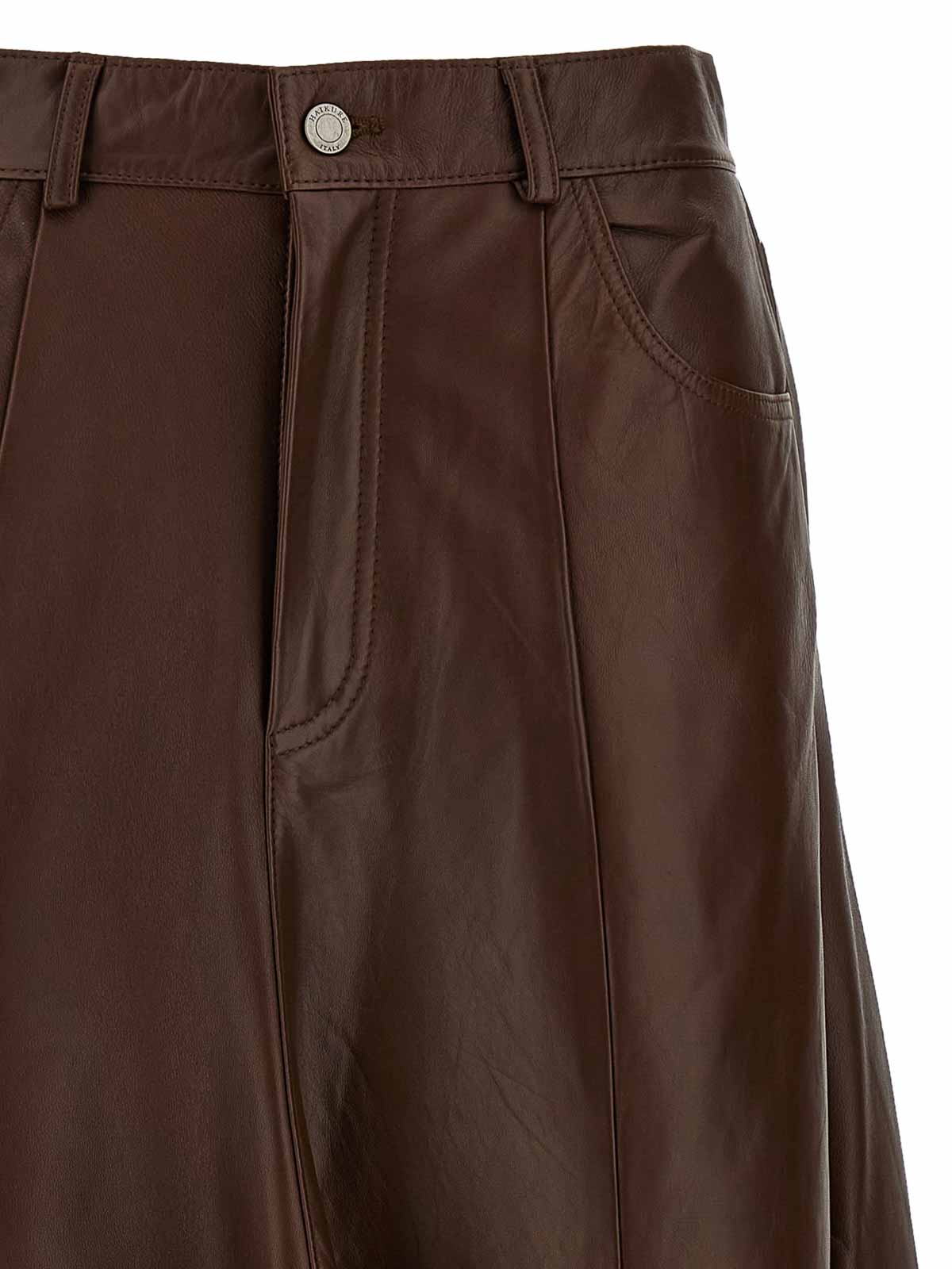 Haikure Serenity Leather Midi Skirt In Brown