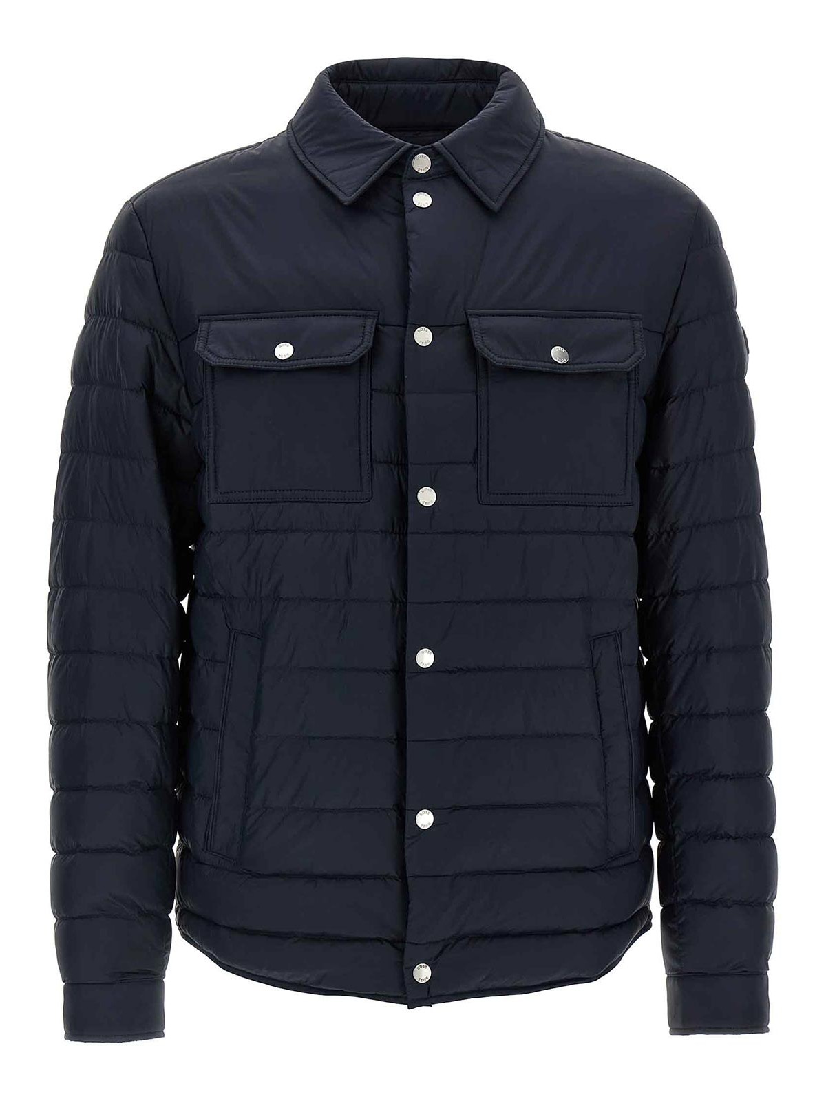 Hugo Boss Quilted Shirt-collar Padded Jacket In Blue