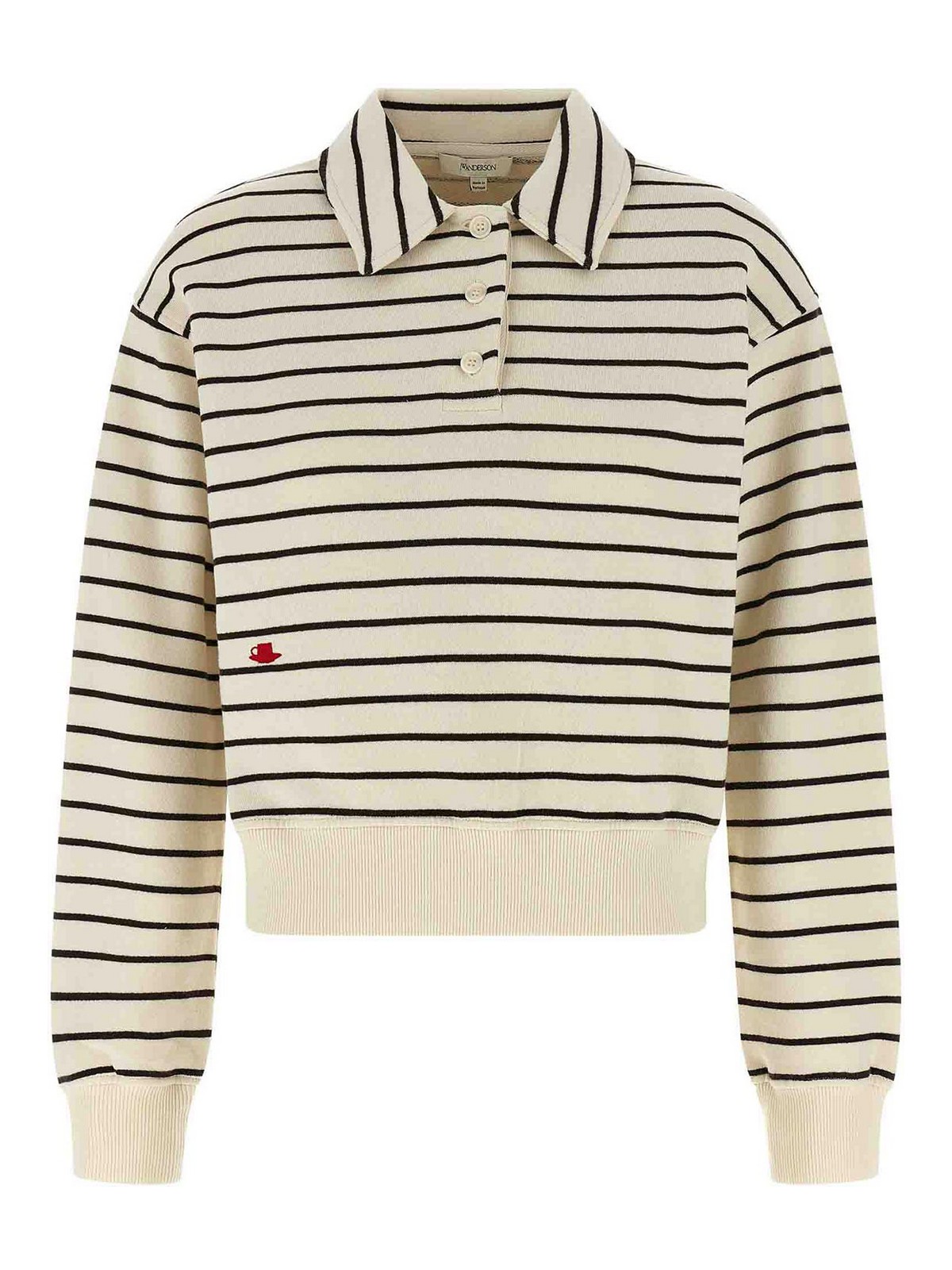 Jw Anderson J. W. Anderson Striped Cotton Polo Sweatshirt In White