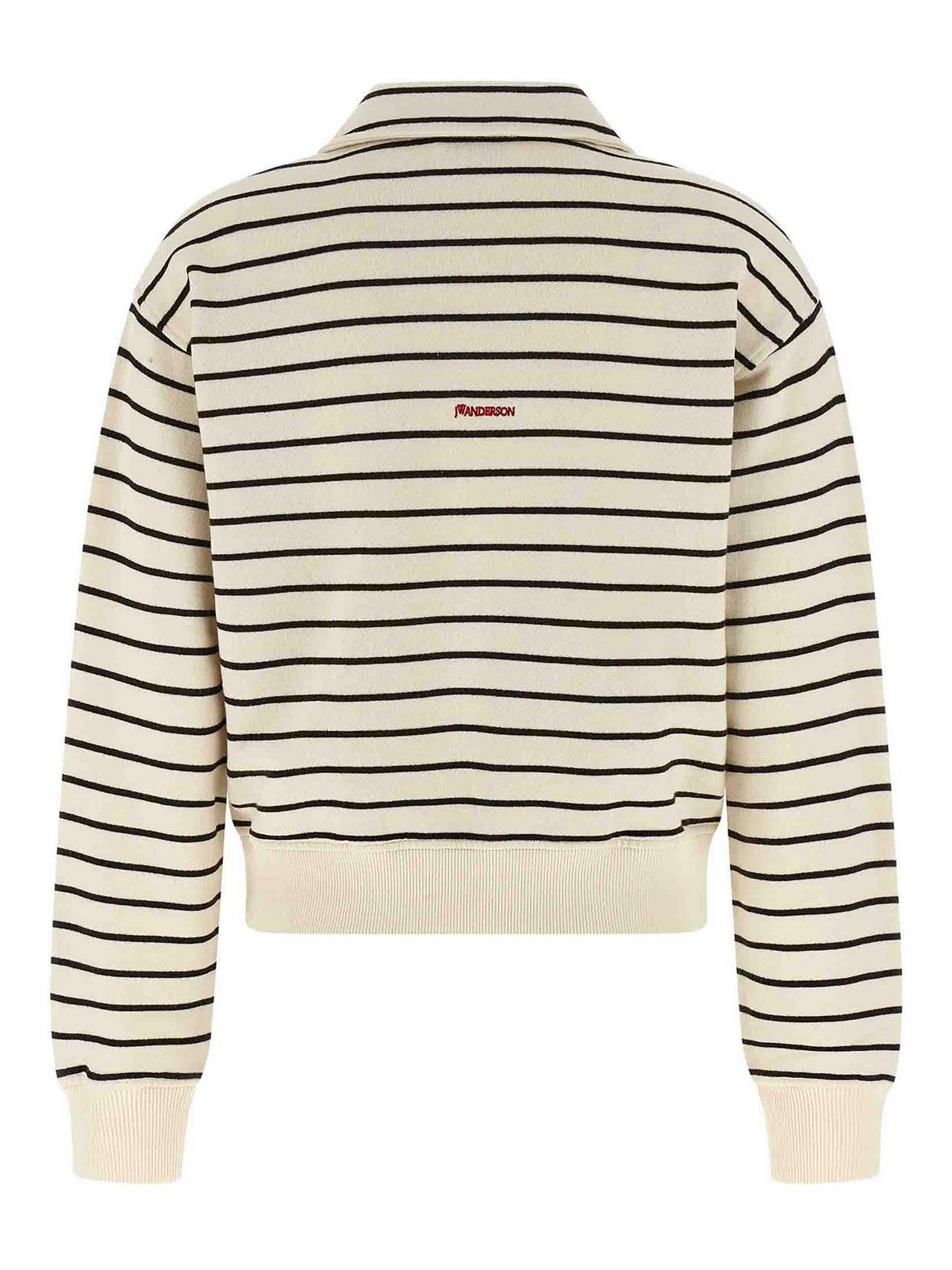 Jw Anderson J. W. Anderson Striped Cotton Polo Sweatshirt In White