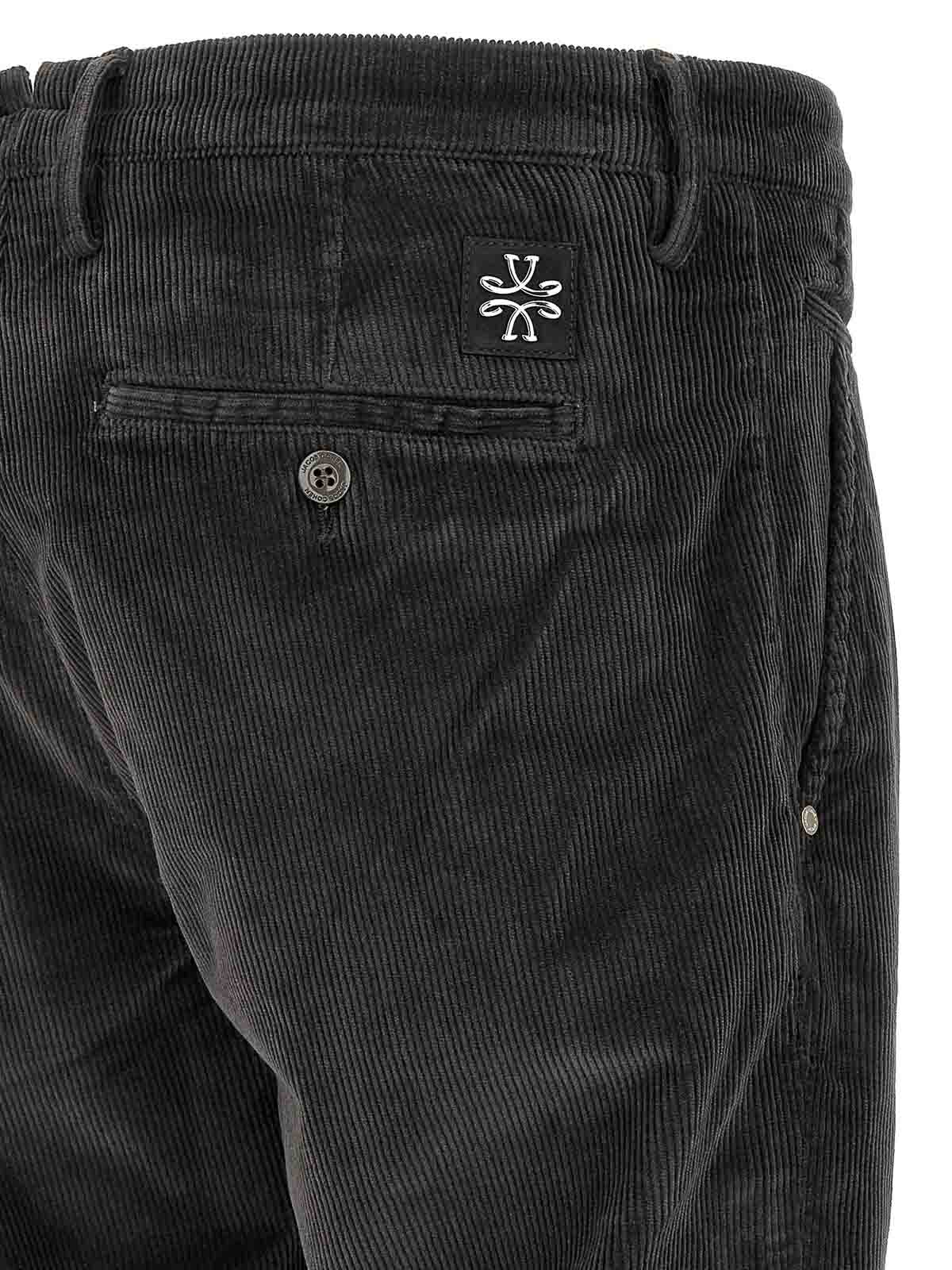 Jacob Cohen Corduroy Trousers With Front And Back Pockets In Gray