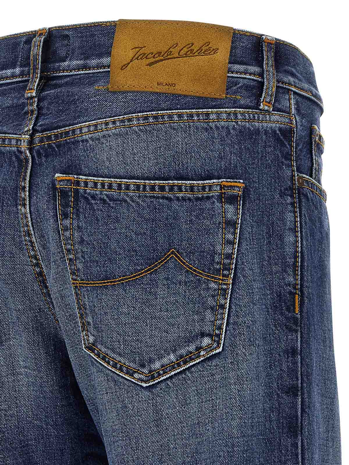 Jacob Cohen Belt Loops Contrast Stitching Faded Jeans In Blue