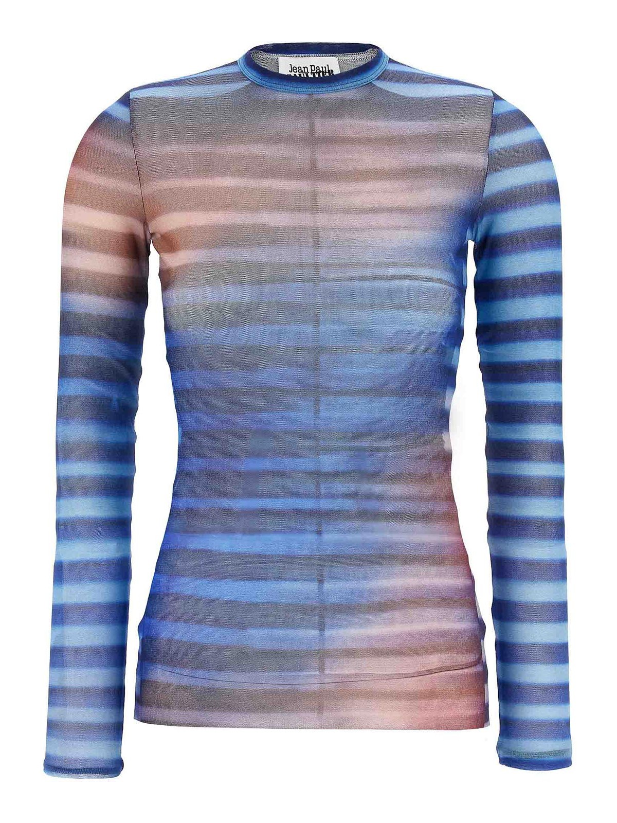 Jean Paul Gaultier Gradient Striped Long-sleeved Top In Pastel Hues In Blue