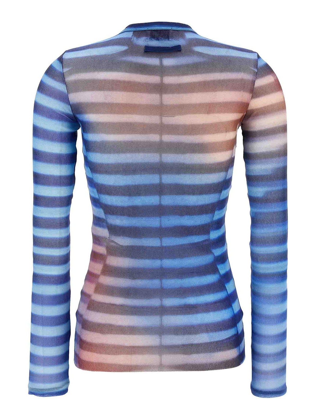 Jean Paul Gaultier Gradient Striped Long-sleeved Top In Pastel Hues In Blue