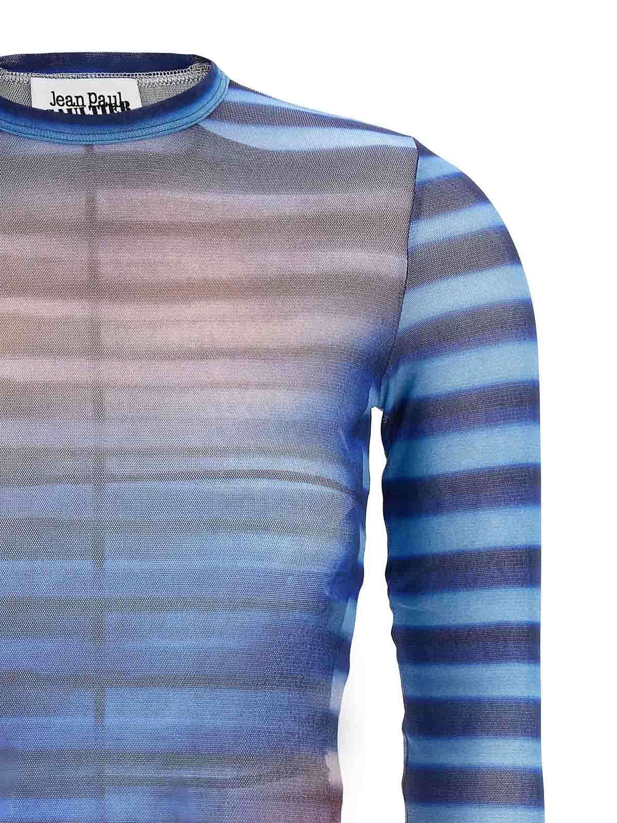 Jean Paul Gaultier Gradient Striped Long-sleeved Top In Pastel Hues In Blue