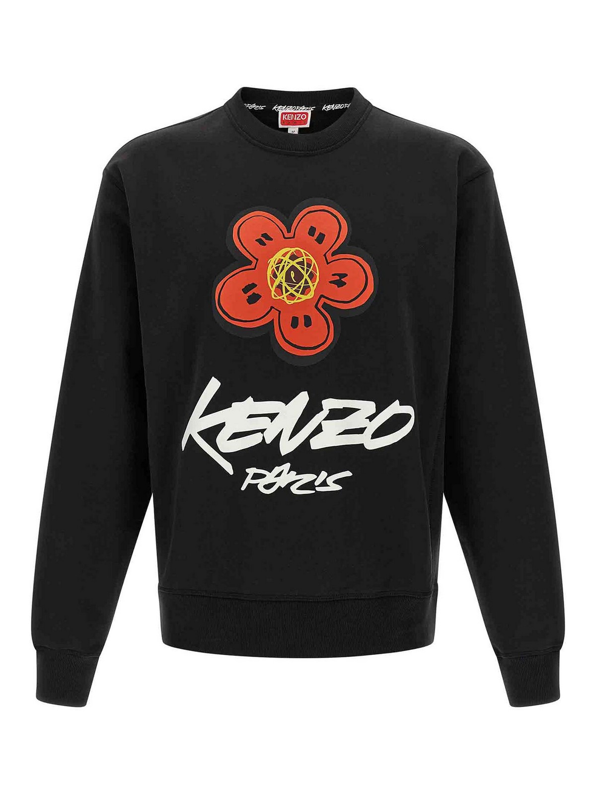 Kenzo Bold Floral Graphic Sweatshirt With Signature Logo In Black
