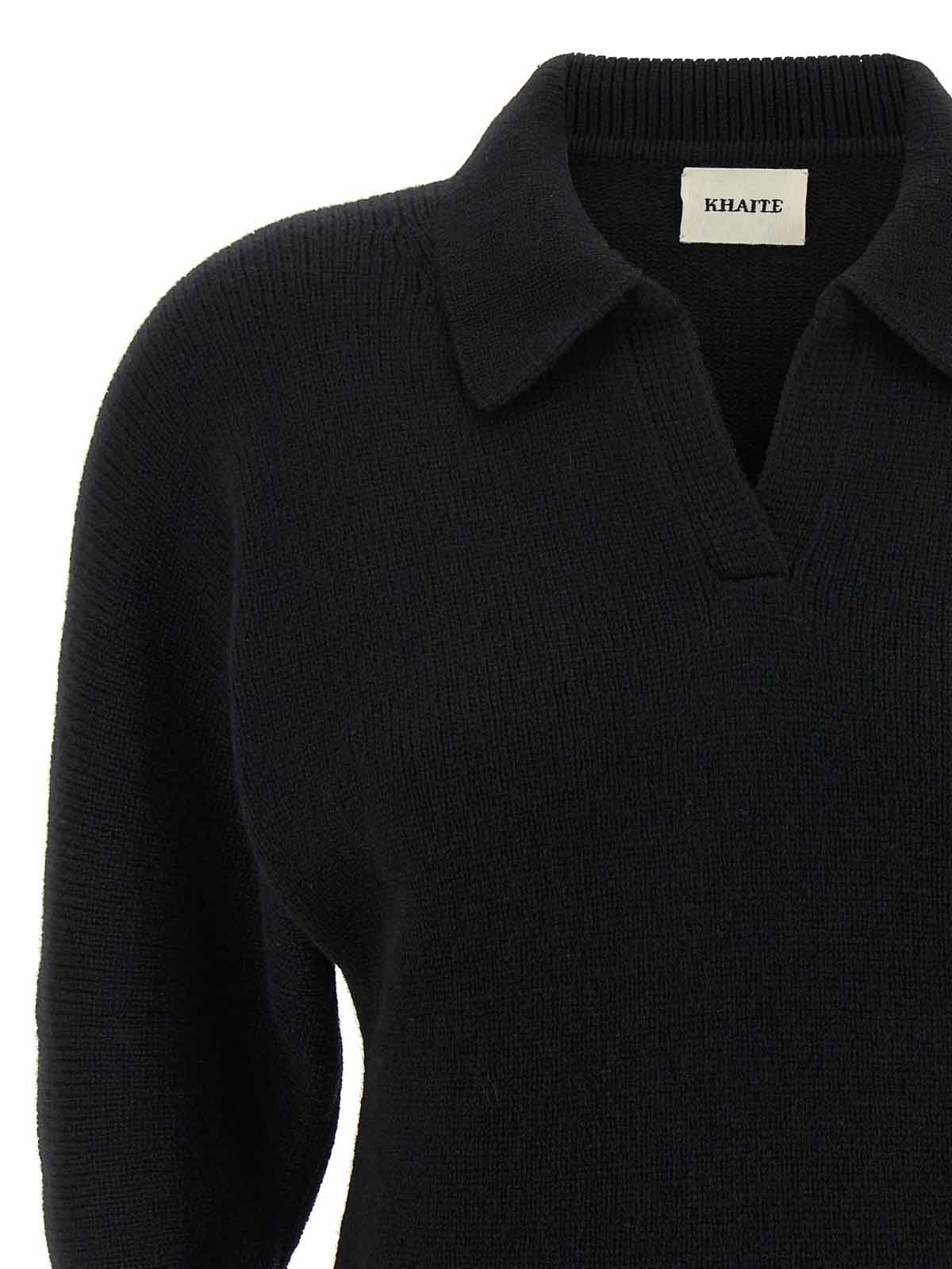 Khaite Black Cashmere Herve Polo Shirt In Black
