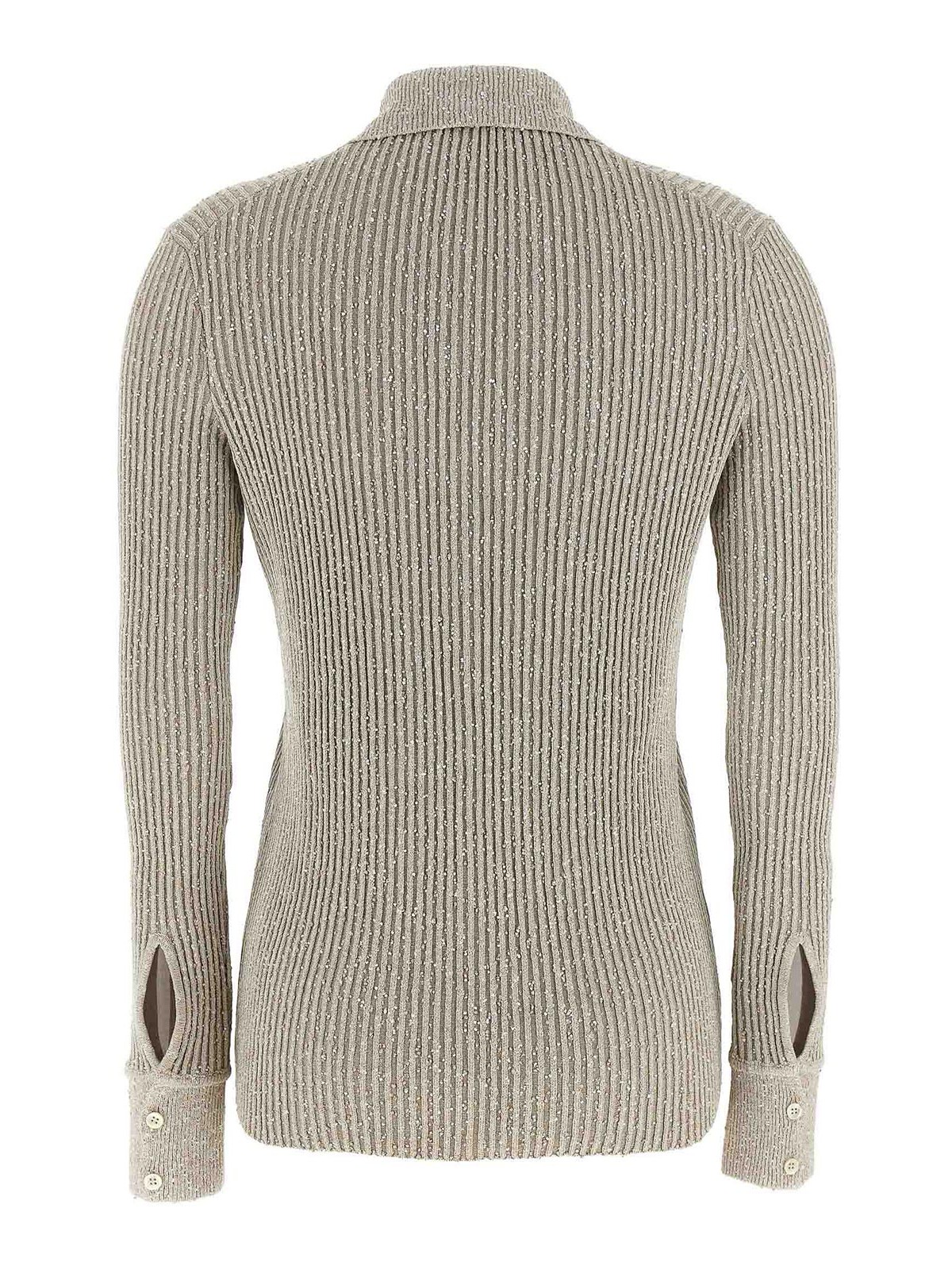 Magda Butrym Ribbed Texture Knitwear Cardigan With Cuff Buttons In Gray