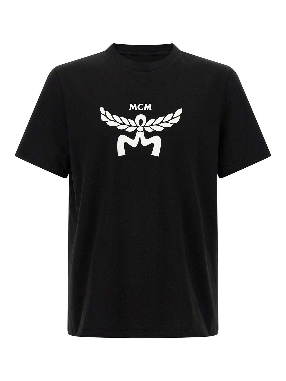 Mcm Laurel Logo Print T-shirt In Organic Cotton In Black