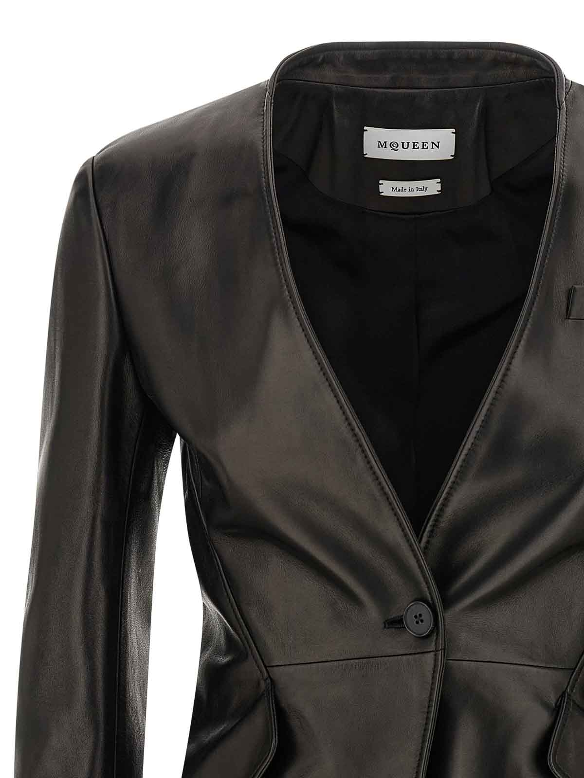 Alexander Mcqueen Nappa Blazer In Black