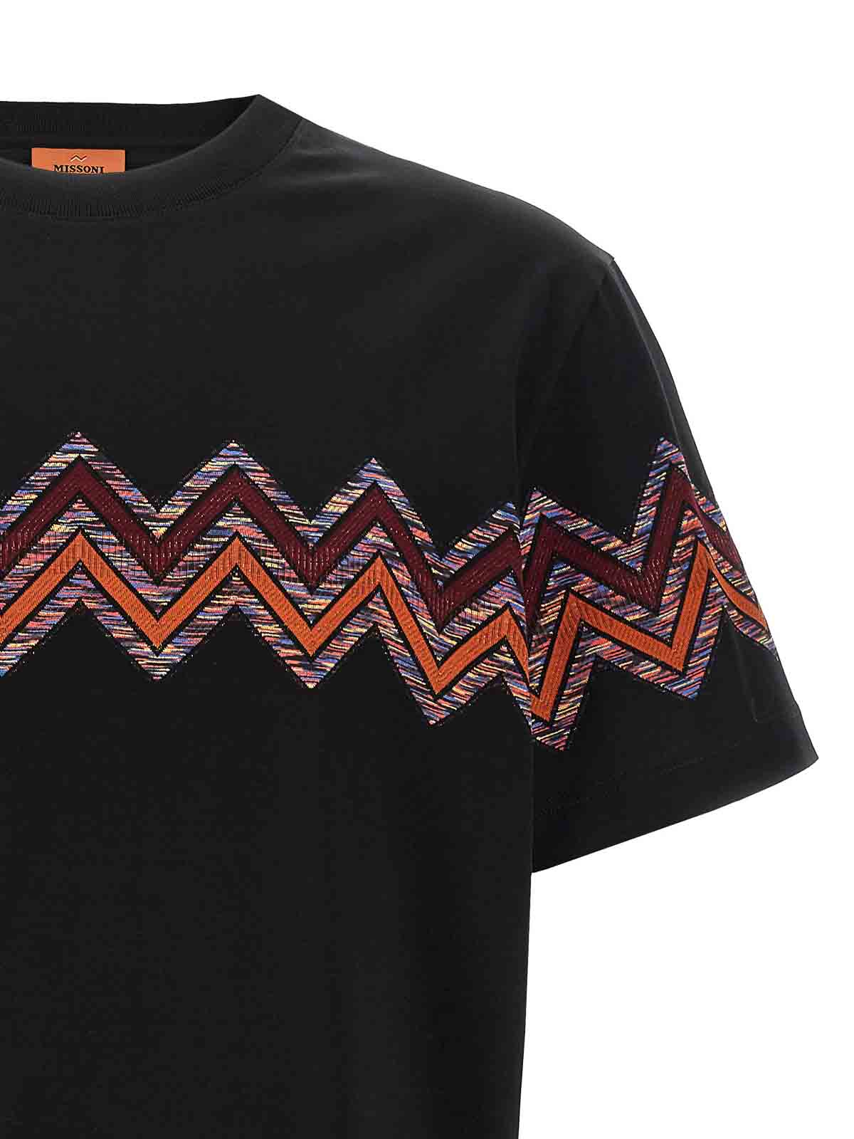 Missoni T-shirt With Maxi Chevron Insert In Black