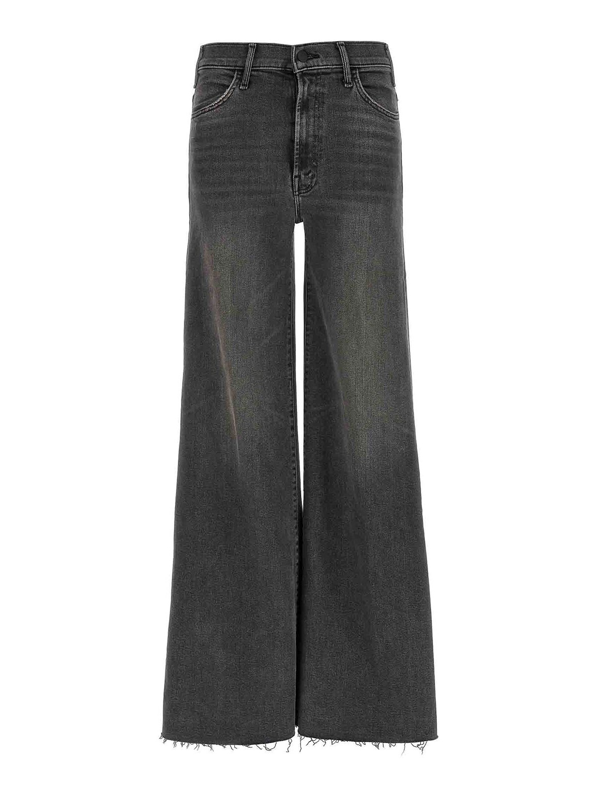 Mother The Hustler Roller Sneak Fray Jeans In Gray