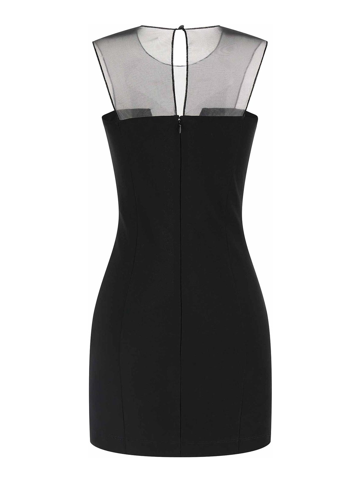 Nensi Dojaka Mesh Panel Sleeveless Fitted Silhouette Dress In Black
