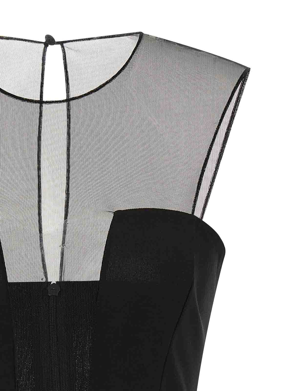 Nensi Dojaka Mesh Panel Sleeveless Fitted Silhouette Dress In Black