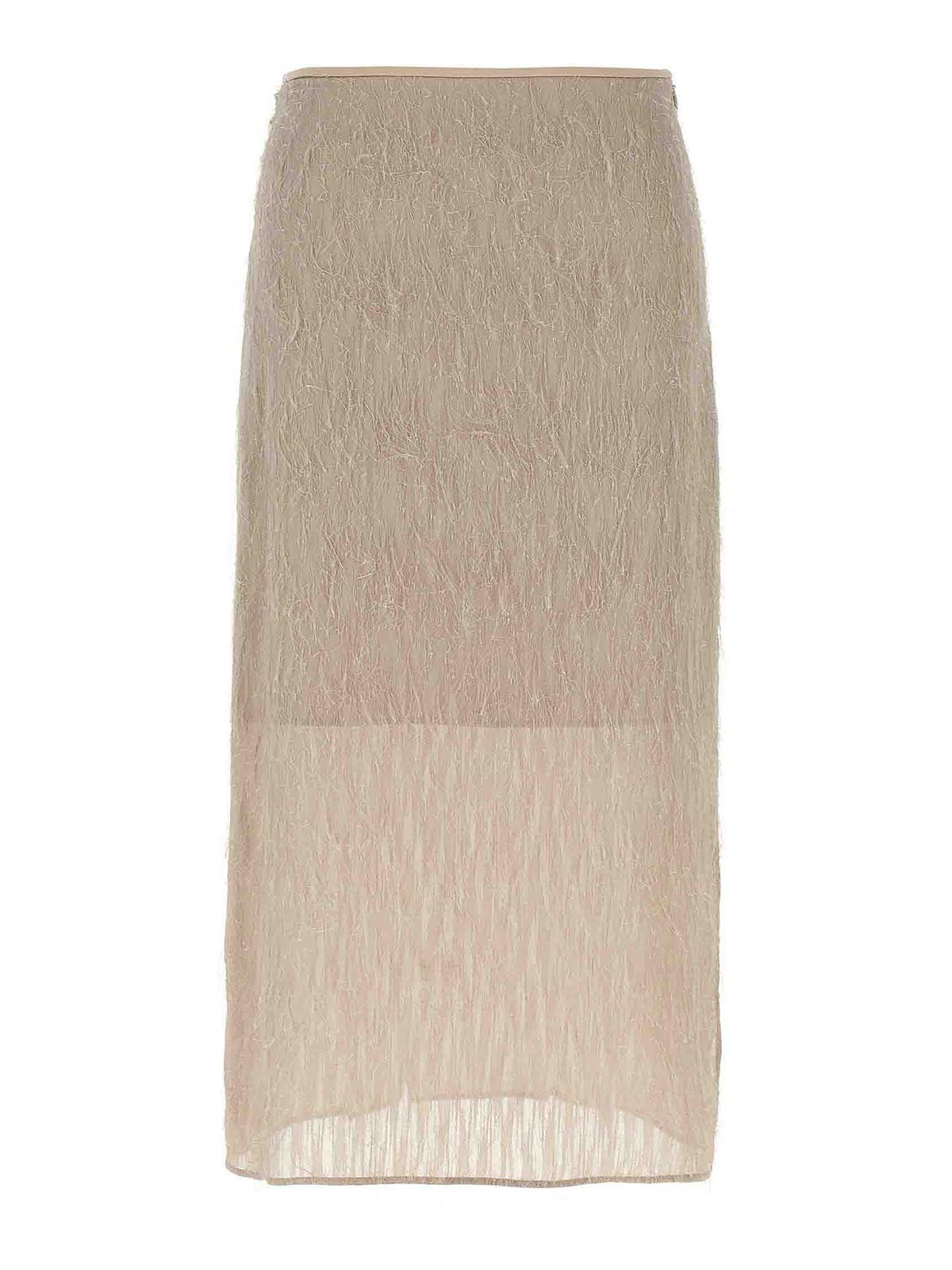 Peserico Textured Sheer Overlay Jacquard Skirt In White