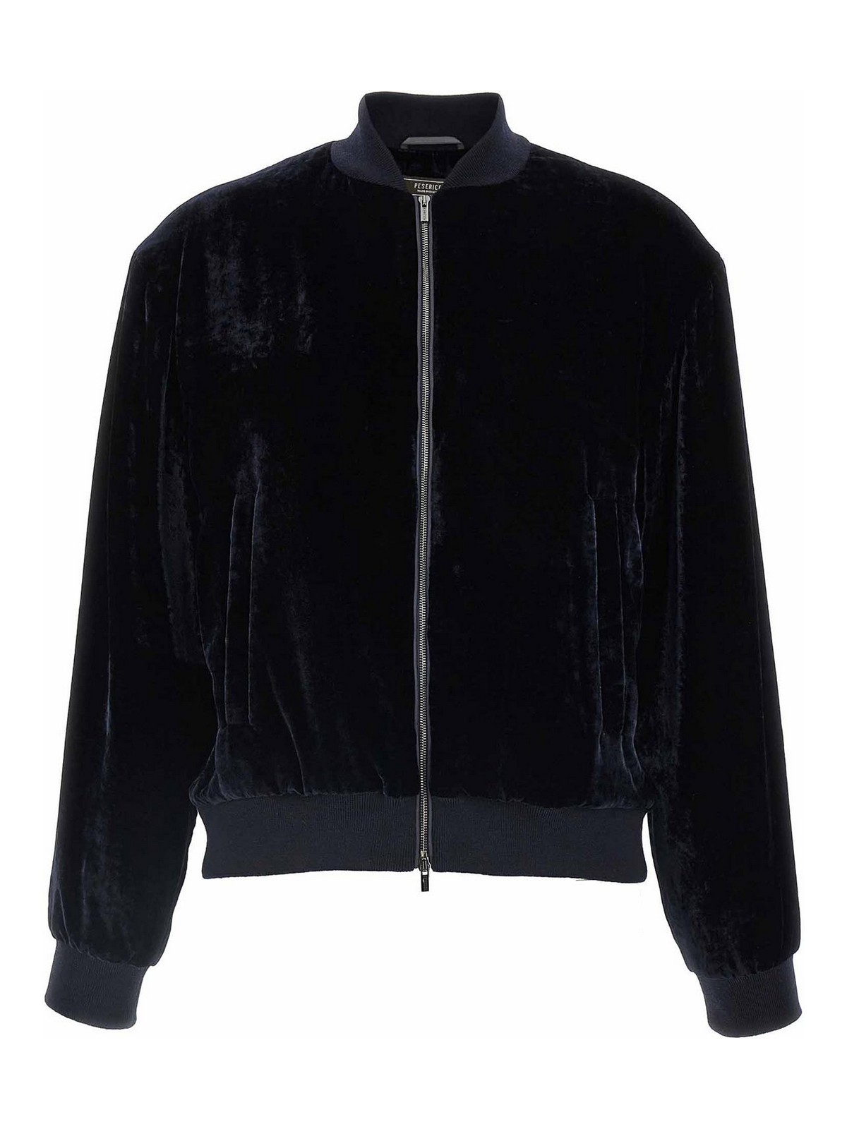 Peserico Washed Viscose Velvet Bomber Sweatshirt In Black