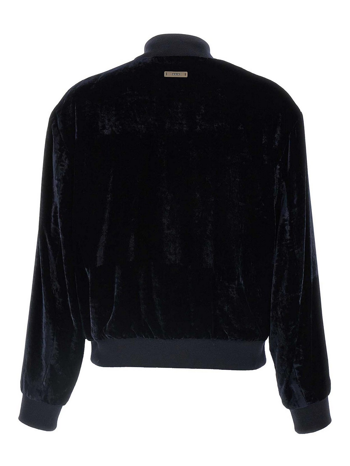 Peserico Washed Viscose Velvet Bomber Sweatshirt In Black