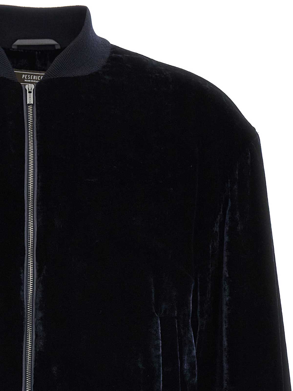 Peserico Washed Viscose Velvet Bomber Sweatshirt In Black