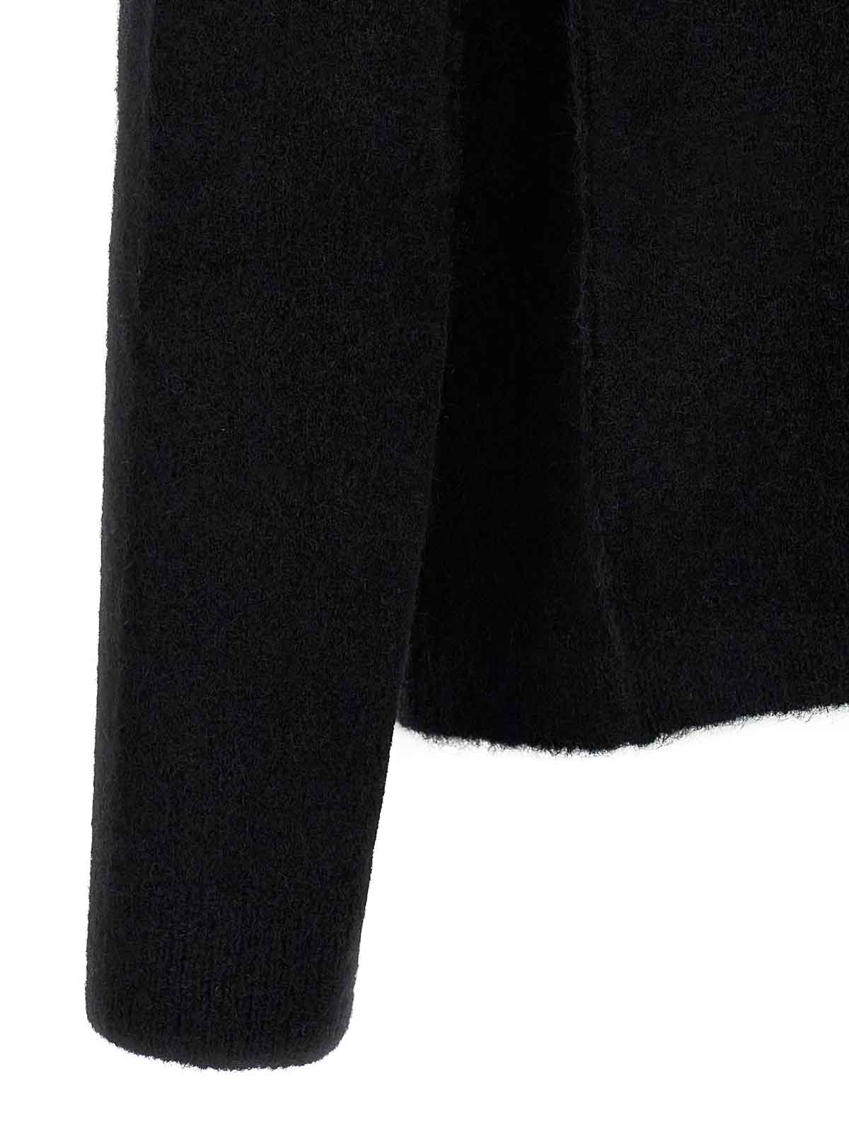 Rick Owens Black Concordians Ls Grid Knit Sweater In Black