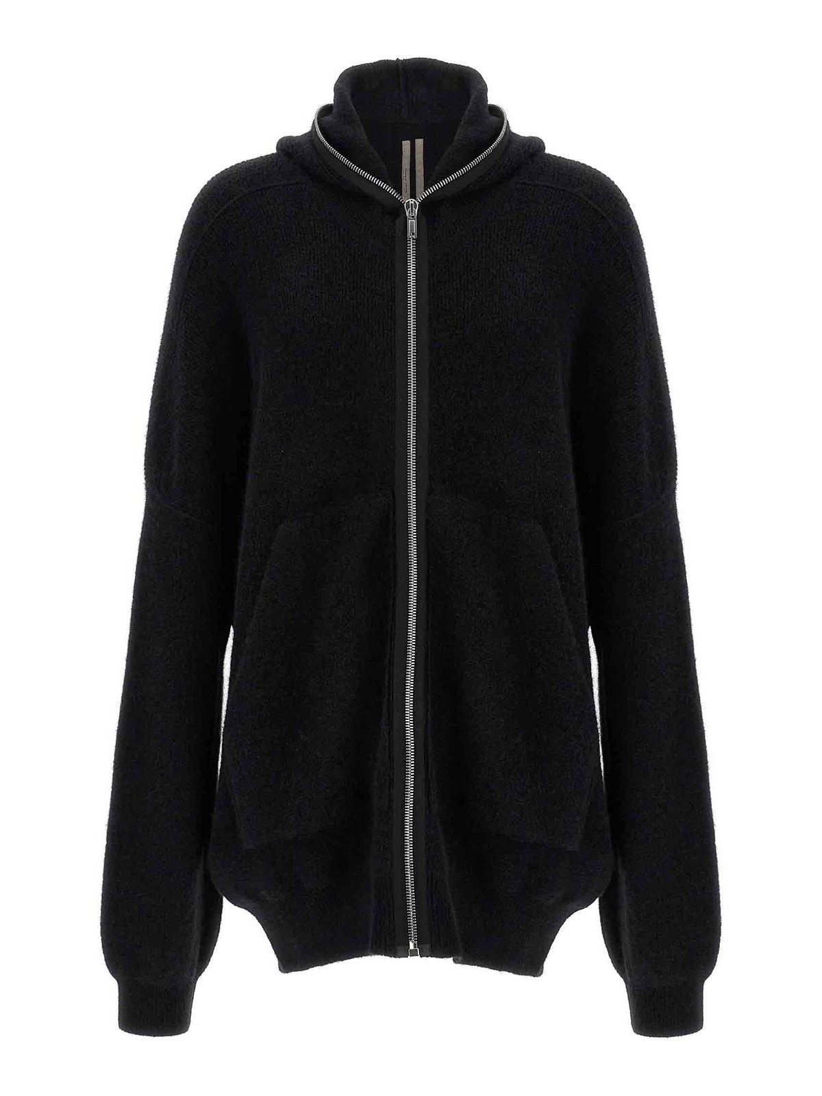 Rick Owens Hooded Wool Cardigan In Black