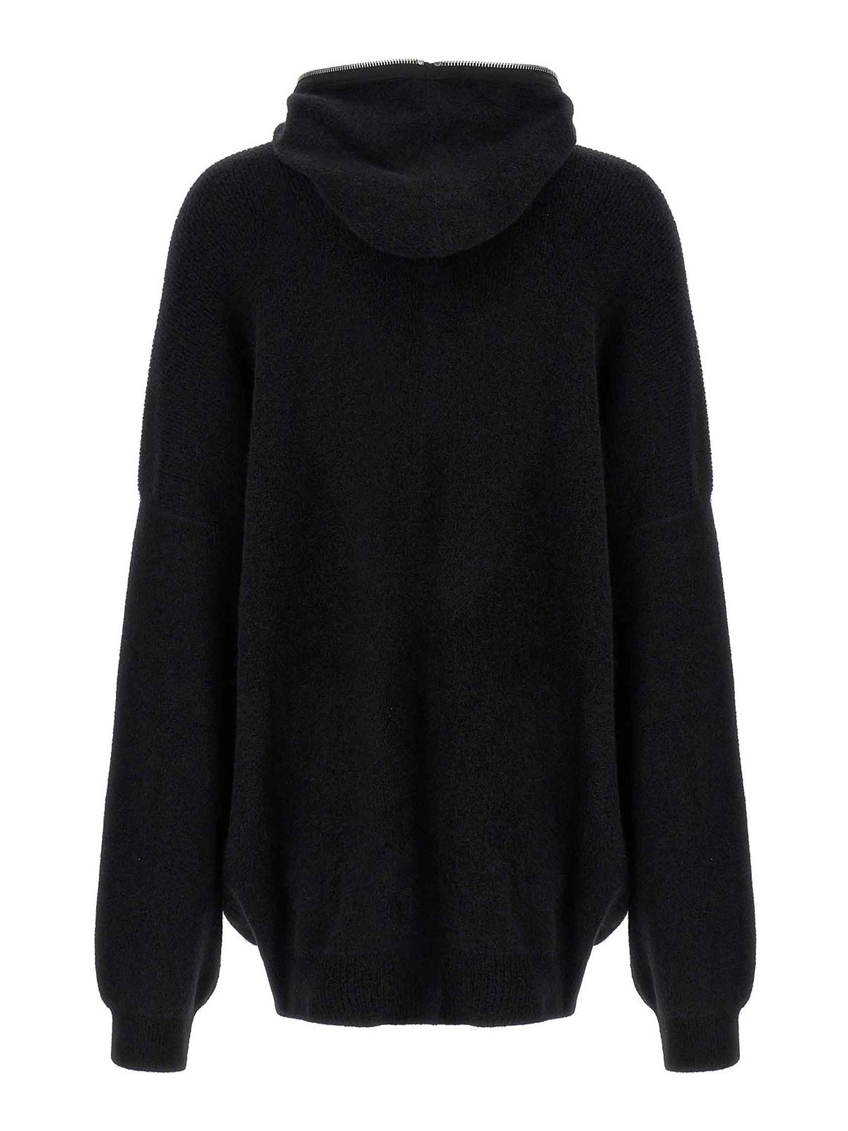 Rick Owens Hooded Wool Cardigan In Black