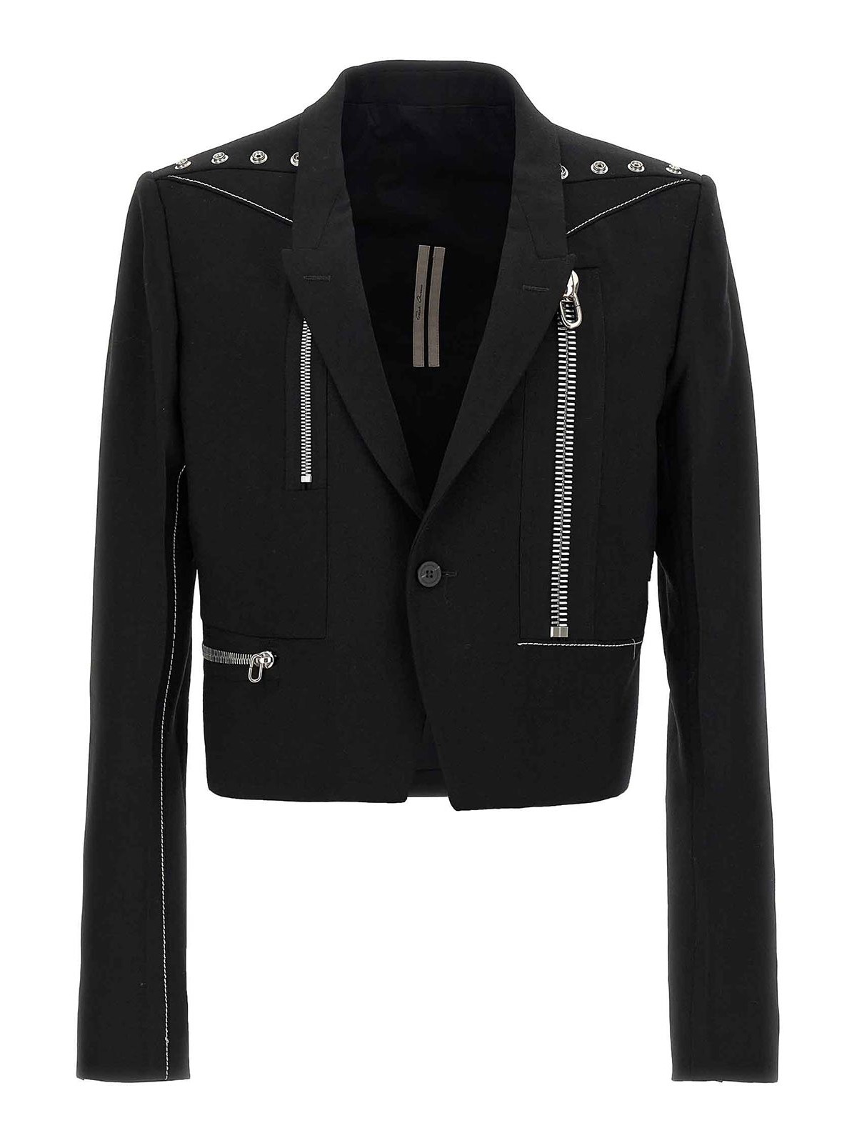Rick Owens Alice Studded Virgin Wool Blazer In Black
