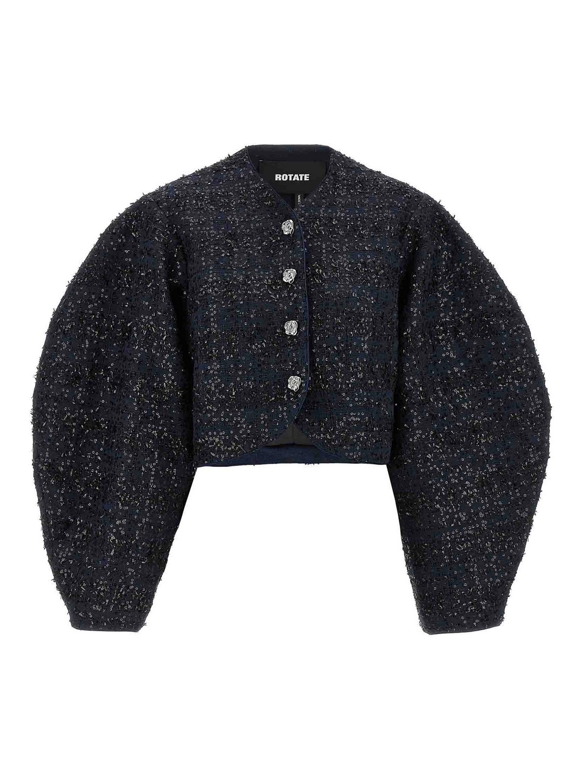 Rotate Birger Christensen Womens Navy Vinetta Sequin-embellished Woven Jacket In Blue