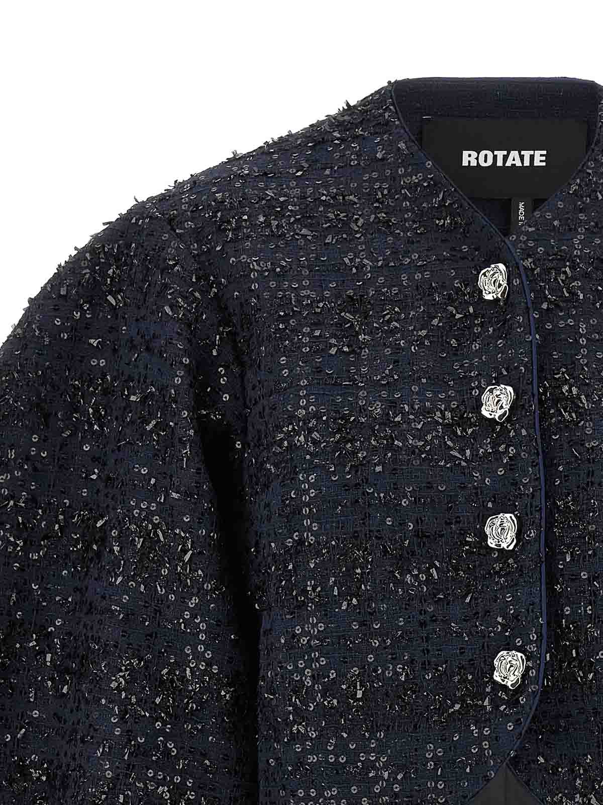 Rotate Birger Christensen Womens Navy Vinetta Sequin-embellished Woven Jacket In Blue