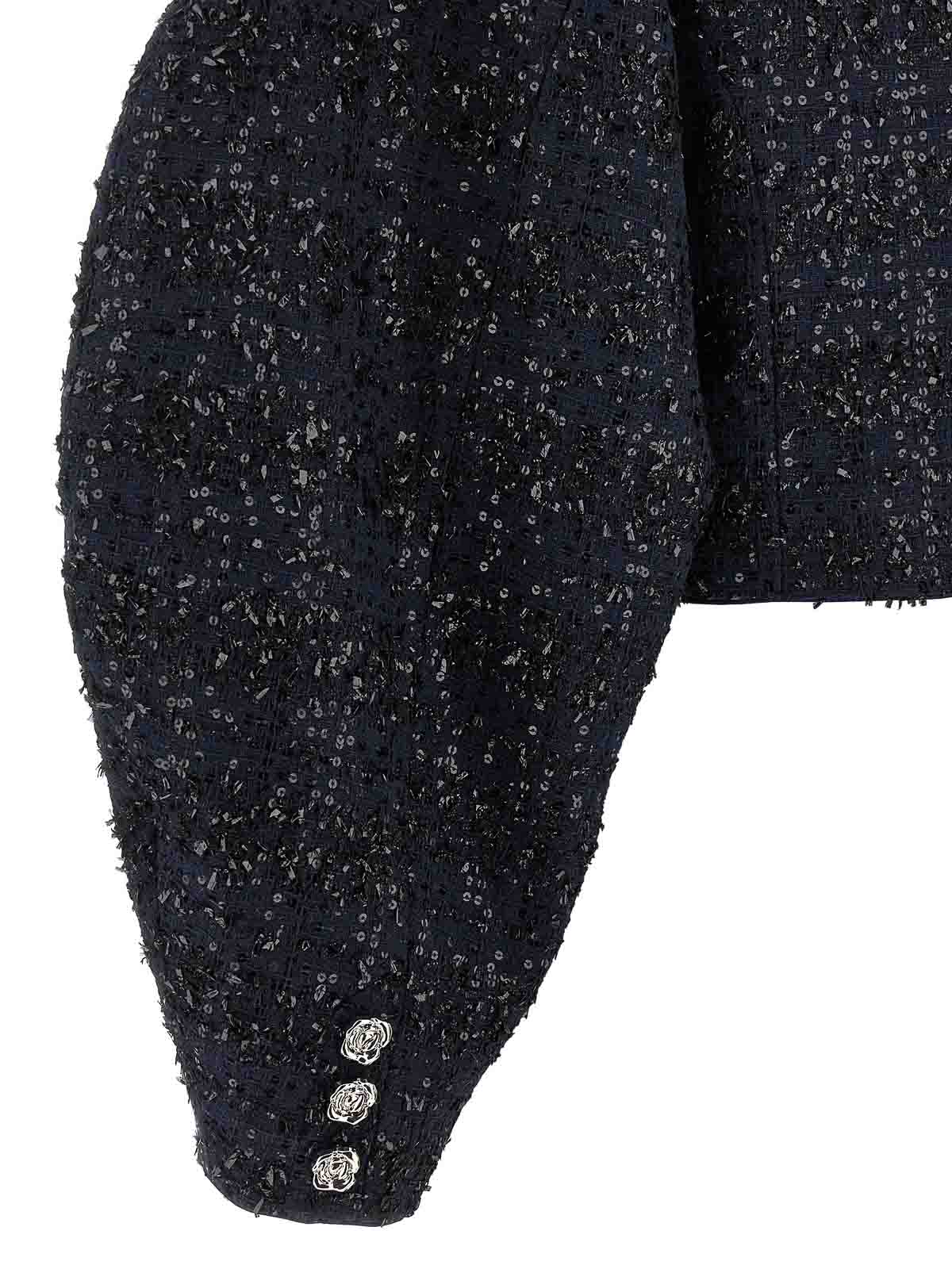 Rotate Birger Christensen Womens Navy Vinetta Sequin-embellished Woven Jacket In Blue