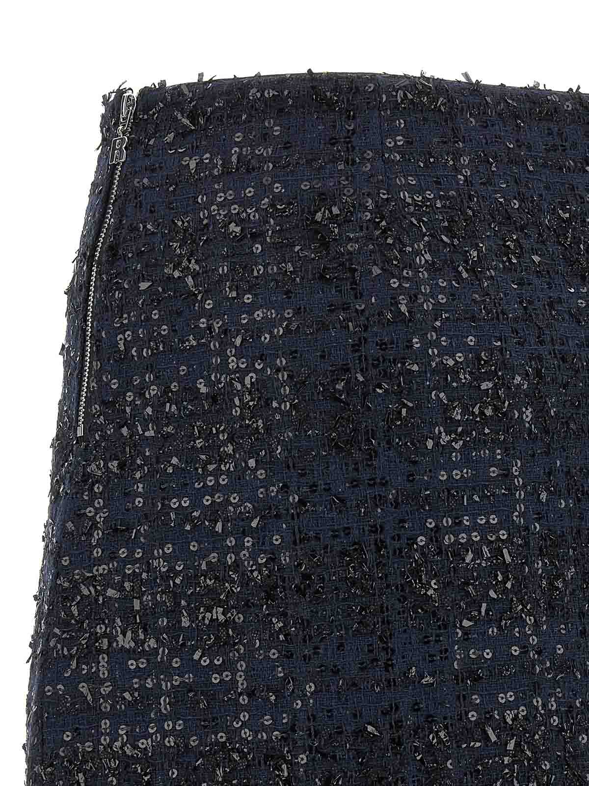 Rotate Birger Christensen Mesh Midi Skirt With Floral Bead Embroidery In Blue