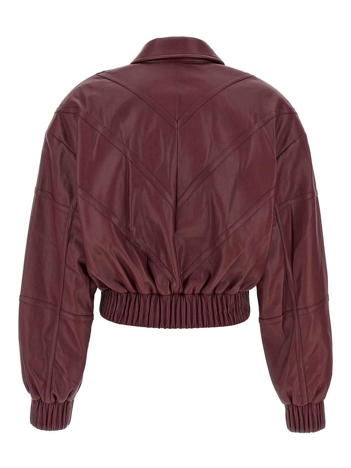 Rotate Birger Christensen Rotate Synthetic Leather Bomber Jacket In Burgundy