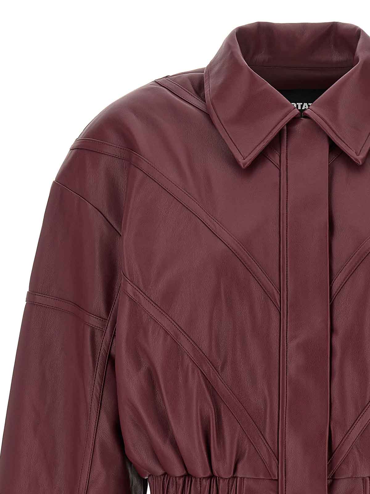 Rotate Birger Christensen Rotate Synthetic Leather Bomber Jacket In Burgundy