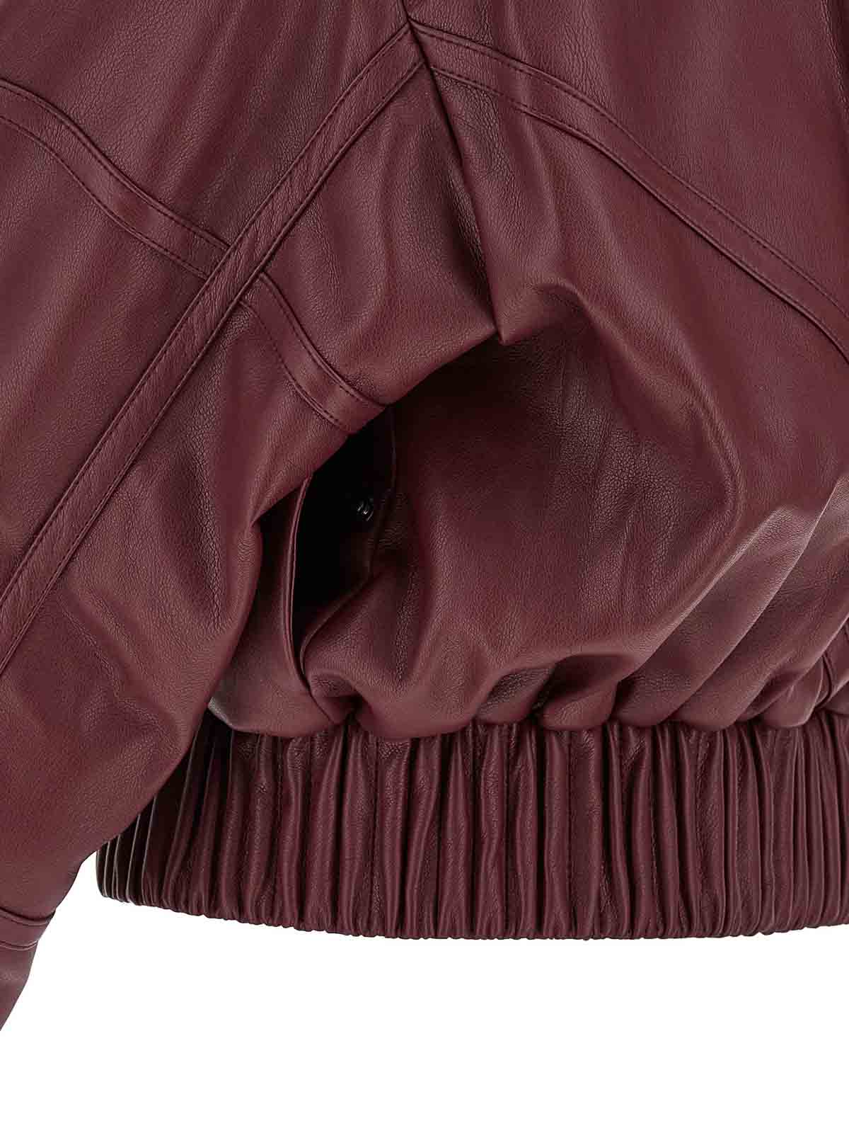 Rotate Birger Christensen Rotate Synthetic Leather Bomber Jacket In Burgundy