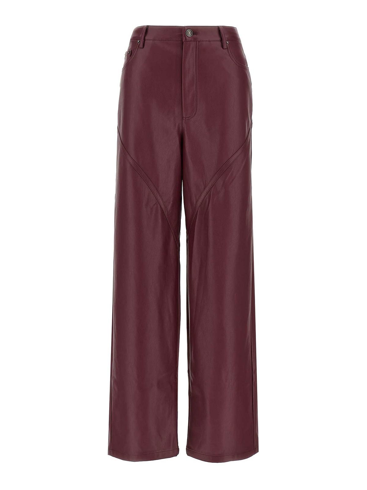Rotate Birger Christensen Rotate Synthetic Leather Pants In Burgundy