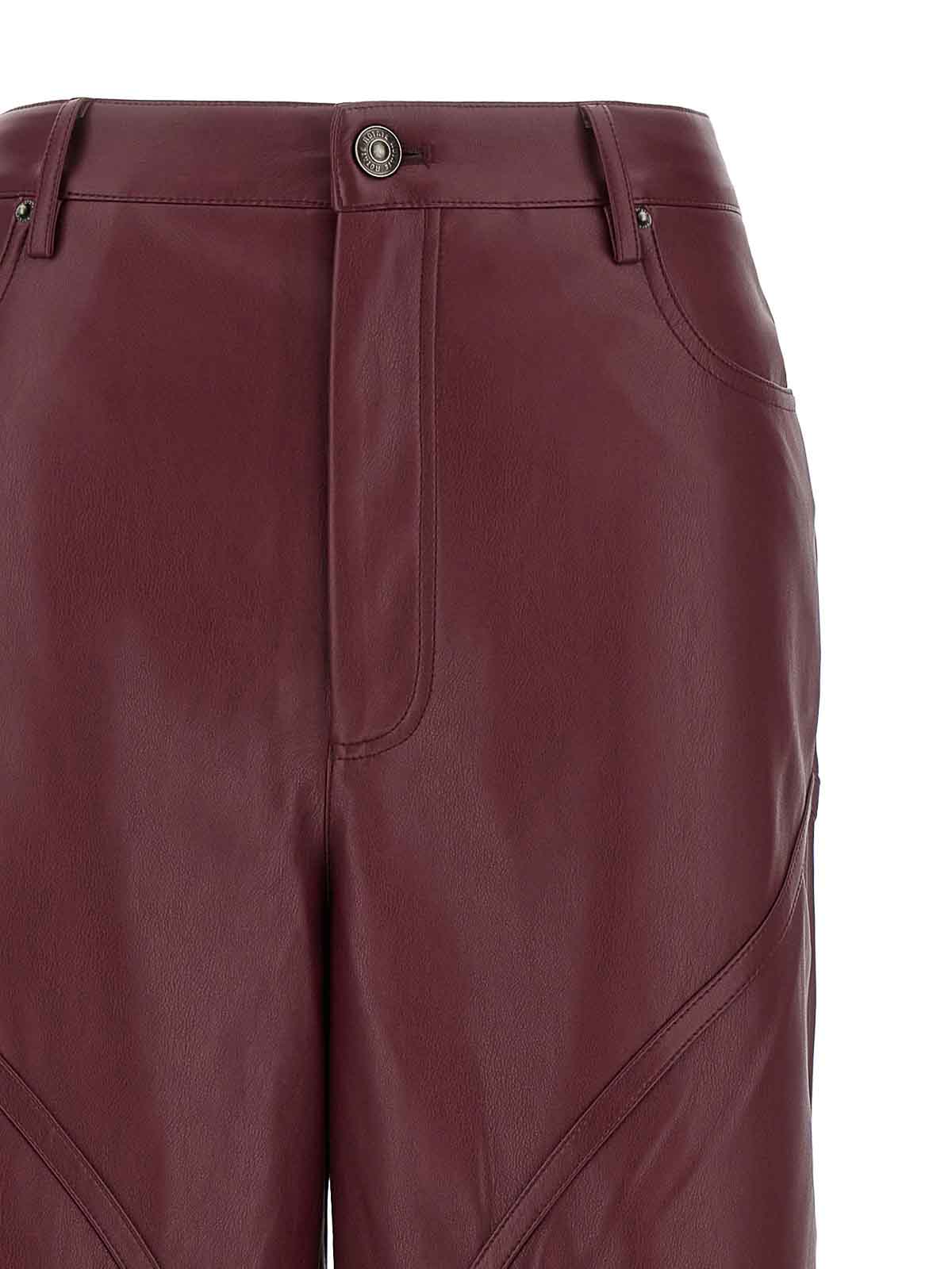 Rotate Birger Christensen Rotate Synthetic Leather Pants In Burgundy