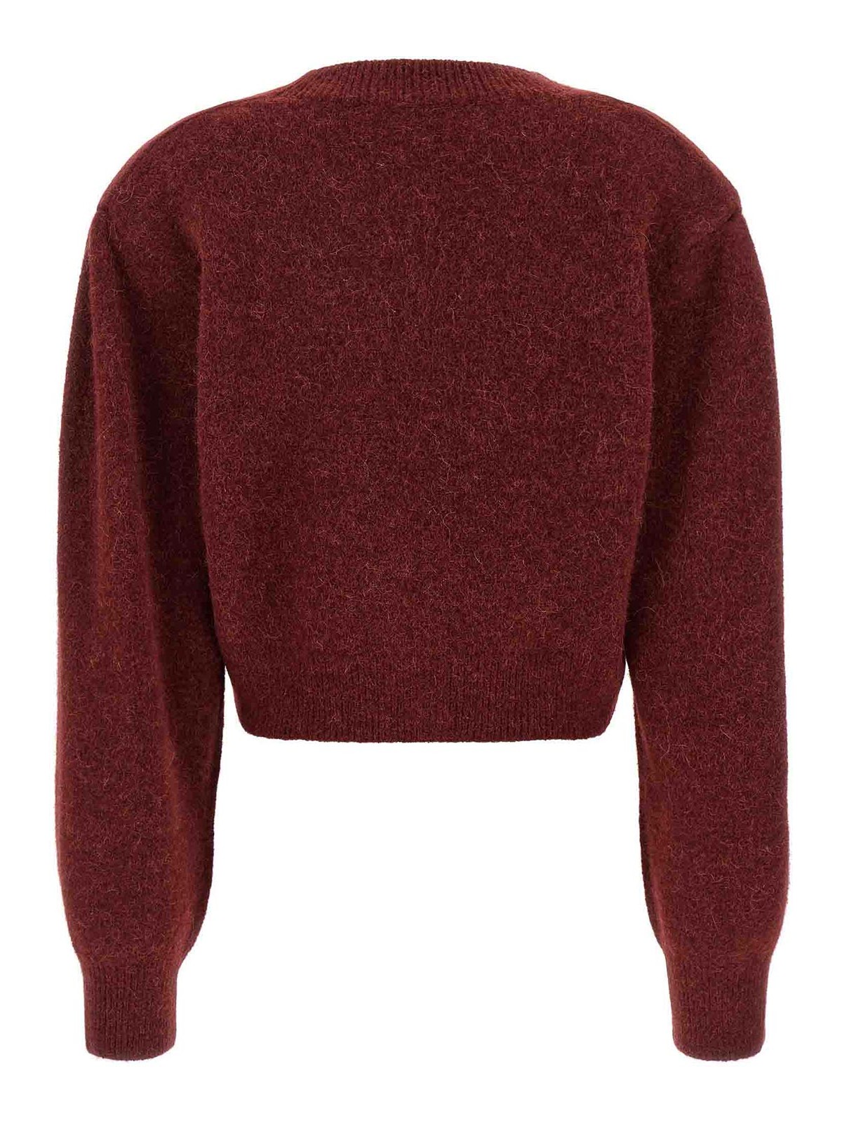 Rotate Birger Christensen Rotate Birgerchristensen Puff Sleeve Knit Cardigan In Red
