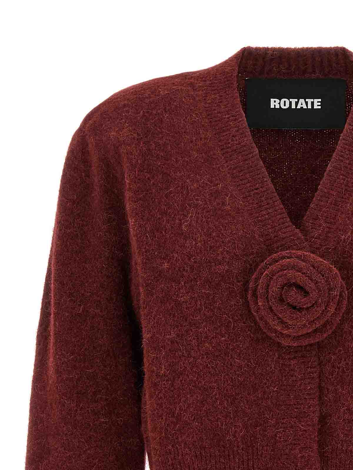 Rotate Birger Christensen Rotate Birgerchristensen Puff Sleeve Knit Cardigan In Red