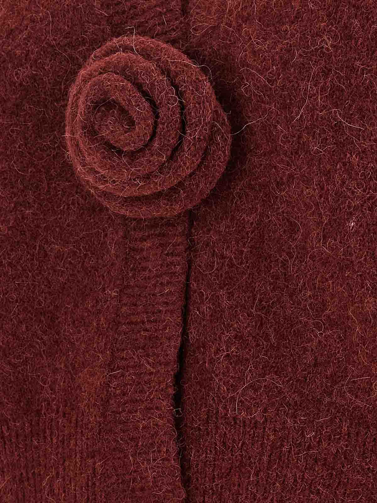 Rotate Birger Christensen Rotate Birgerchristensen Puff Sleeve Knit Cardigan In Red