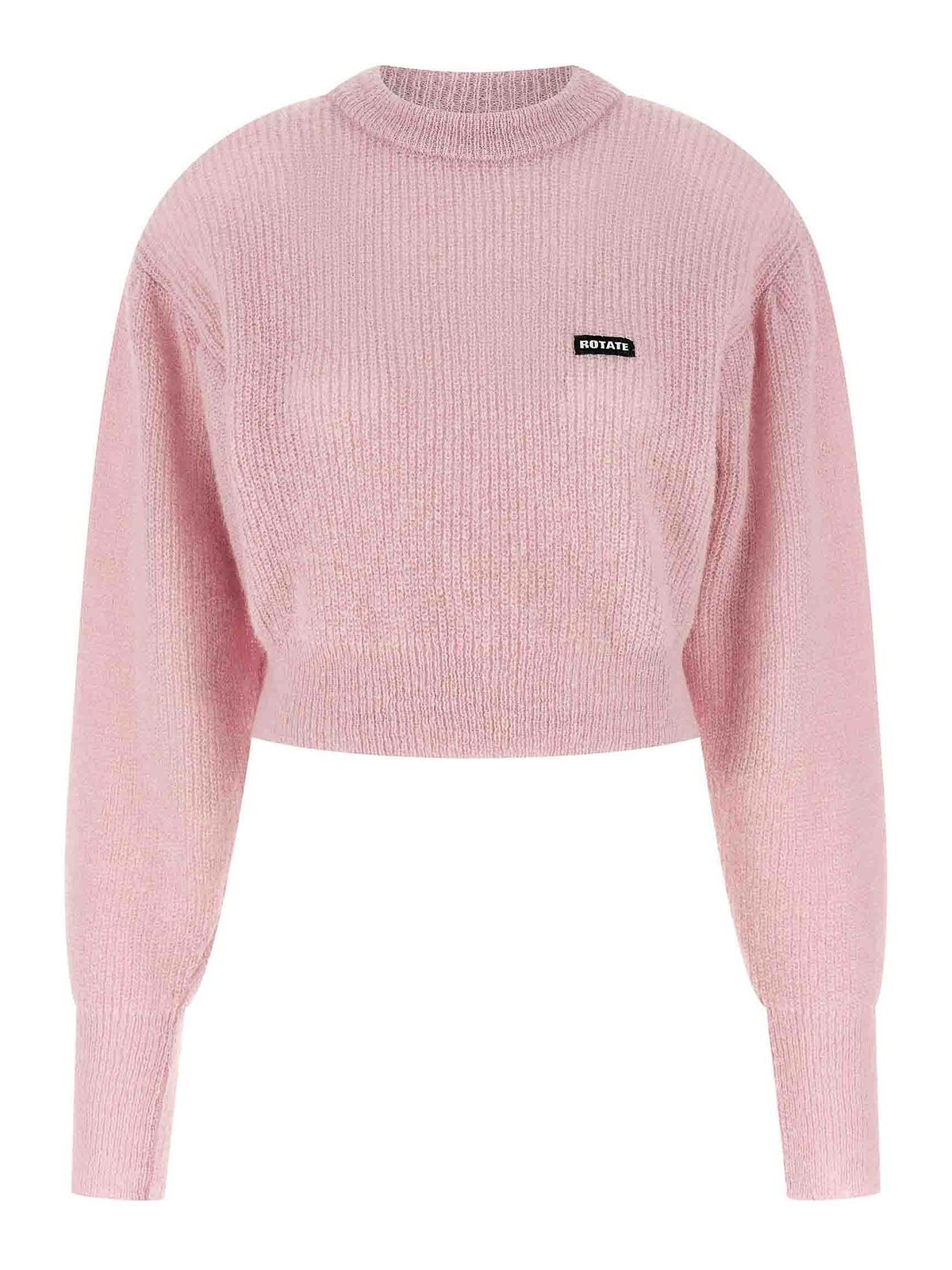 Rotate Birger Christensen Short Knit Puff Sweater In Pink