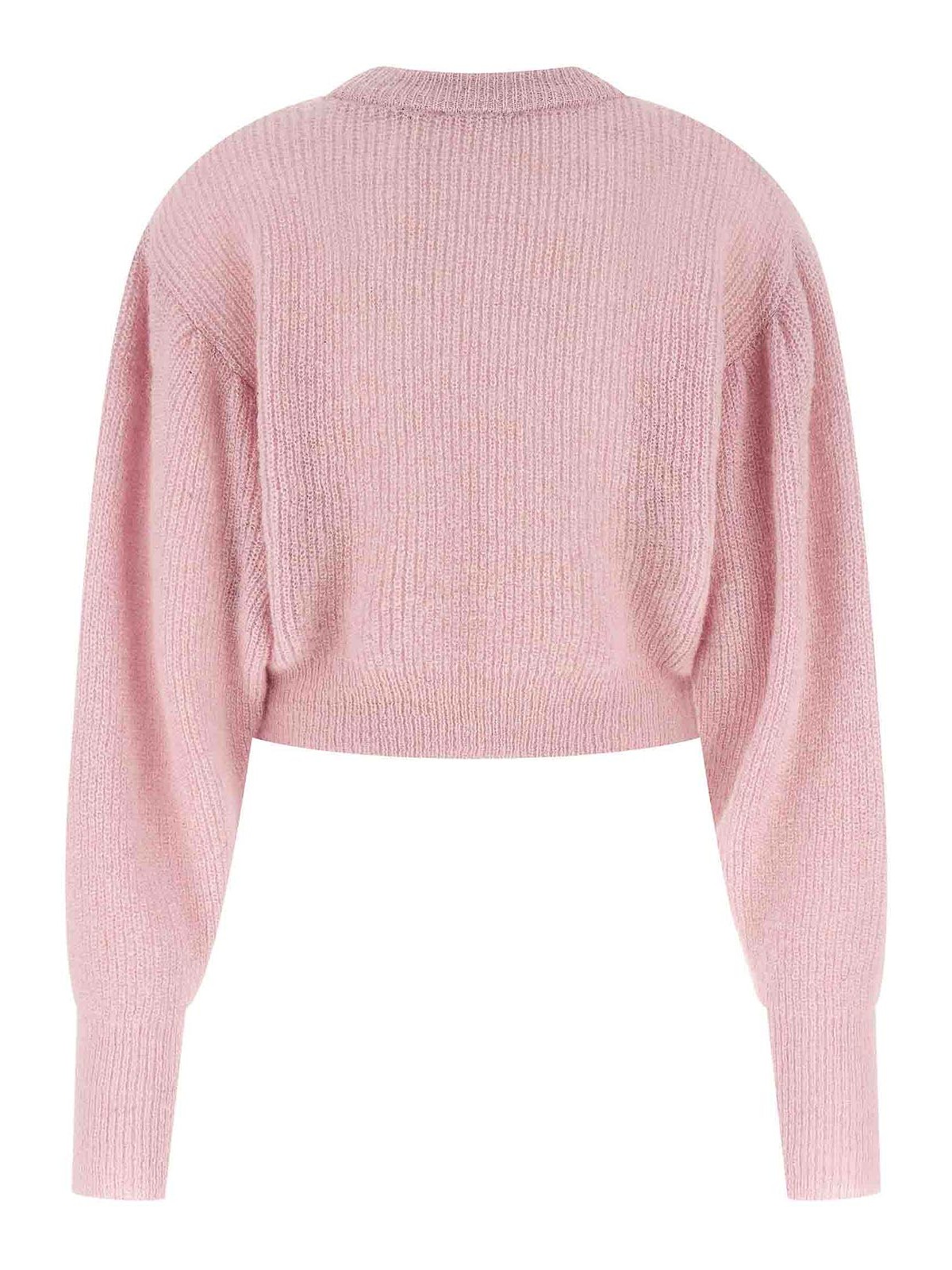 Rotate Birger Christensen Short Knit Puff Sweater In Pink
