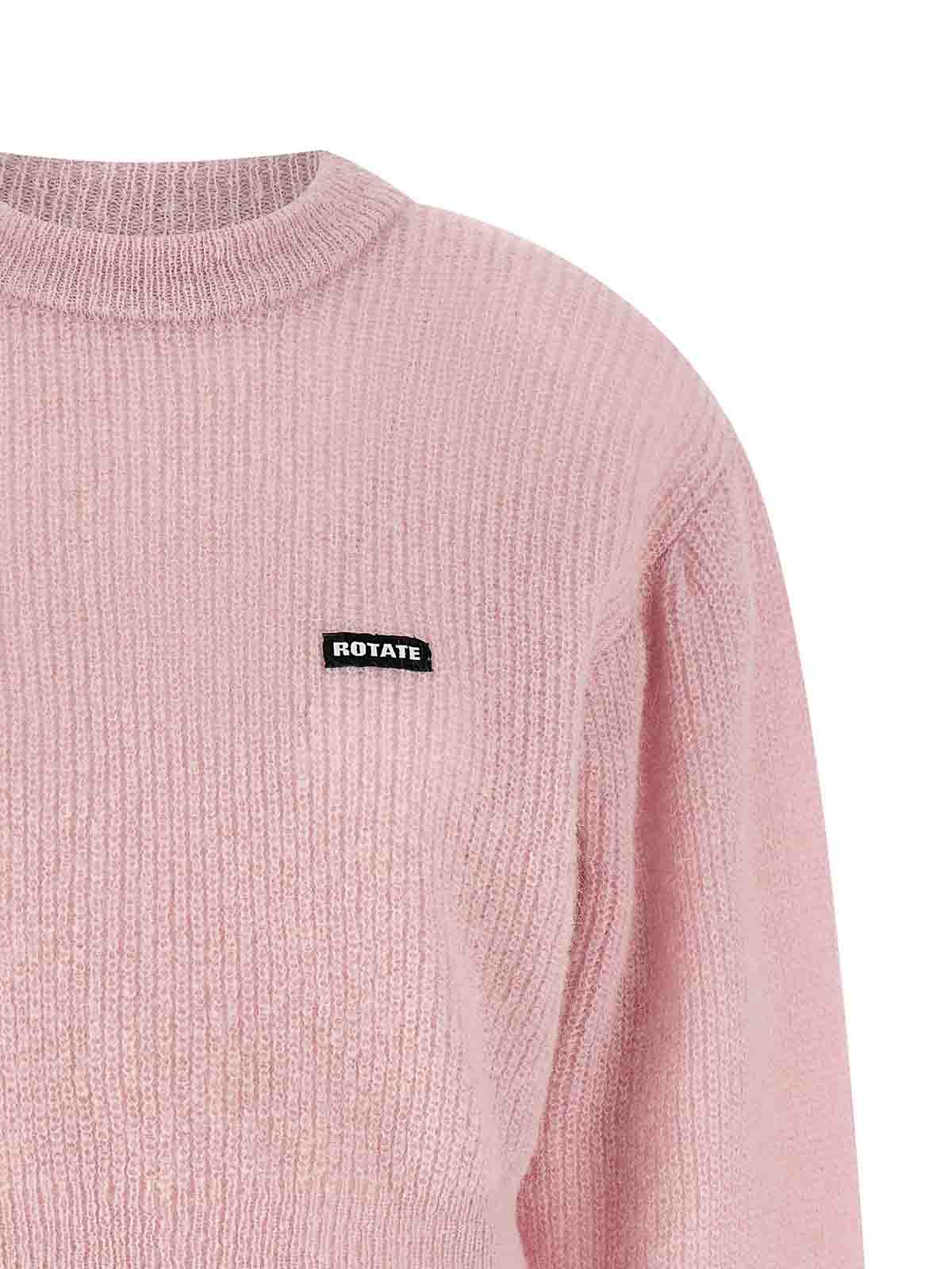 Rotate Birger Christensen Short Knit Puff Sweater In Pink