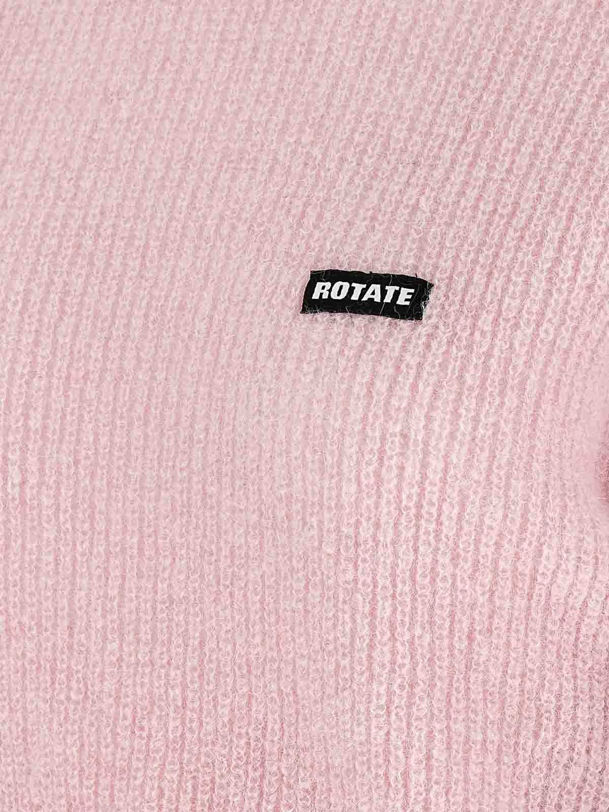 Rotate Birger Christensen Short Knit Puff Sweater In Pink