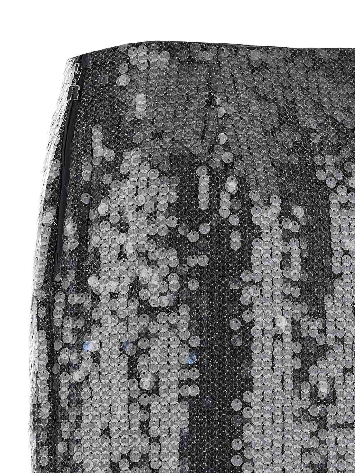 Rotate Birger Christensen Rotate Fitted Grey Skirt With Shimmering Sequin Design In Black